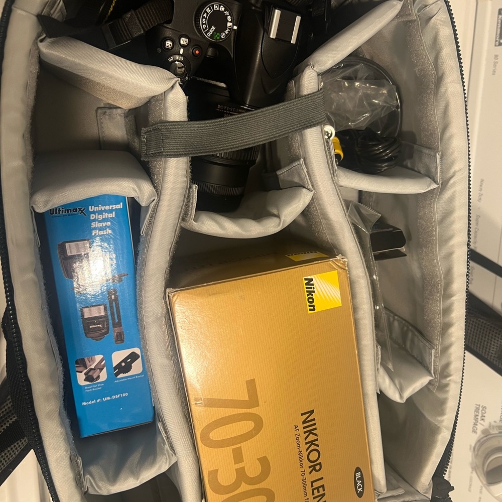 Nikon Gray Camera Bag with 70-300mm Lens